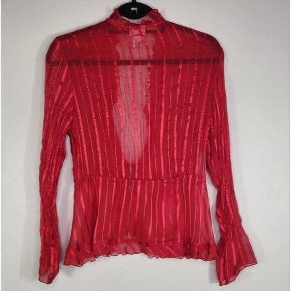 Vintage Kim Rogers signature red Chiffon top Size M - Picture 4 of 5